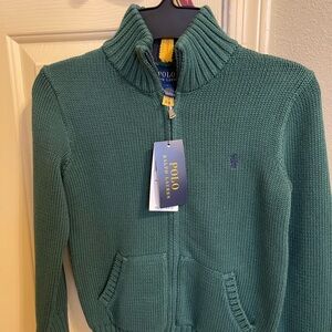 Ralph  Lauren Green Kids zip up brand new sweater with tags for boys size 6